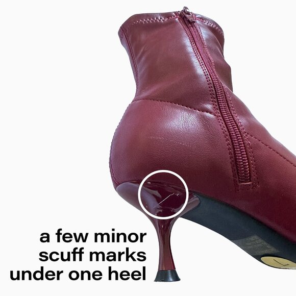 Madden Girl Burgundy Leather Ankle Boots 7 Kitten Heel Y2K 90s Vamp Dark Romance - Picture 9 of 10